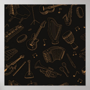 Music pattern poster