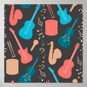 Music pattern poster