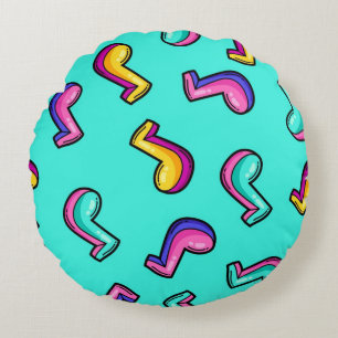Music pattern round cushion