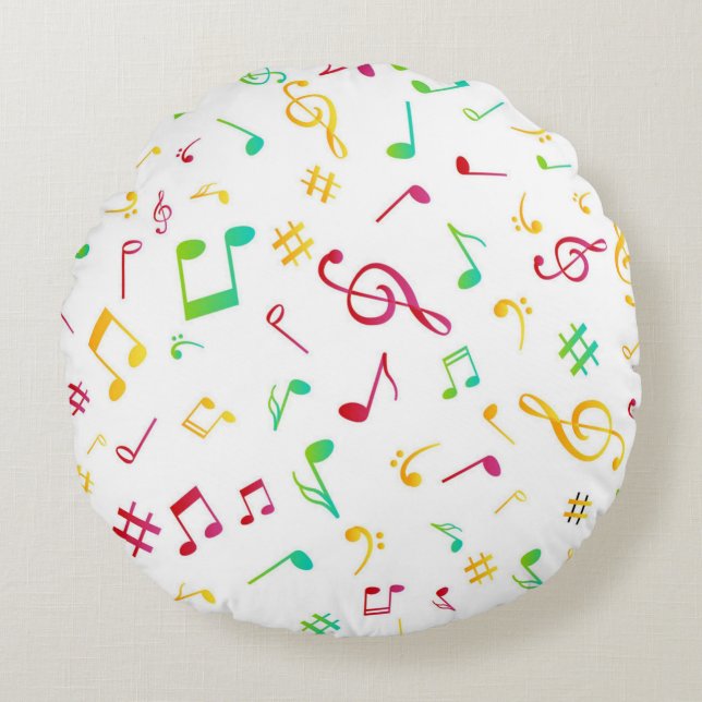 Music pattern round cushion (Front)