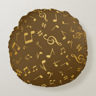 Music pattern round cushion