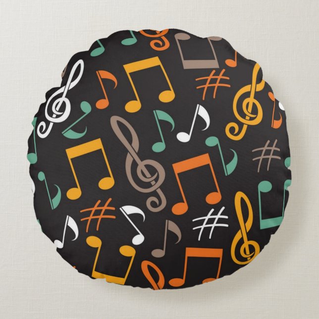 Music pattern round cushion (Front)