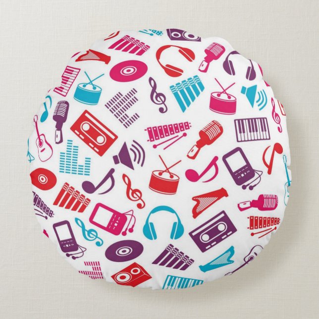 Music pattern round cushion (Front)