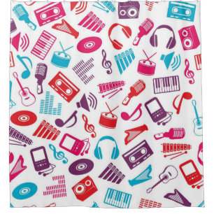 Music pattern shower curtain