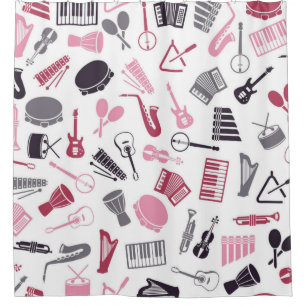 Music pattern shower curtain