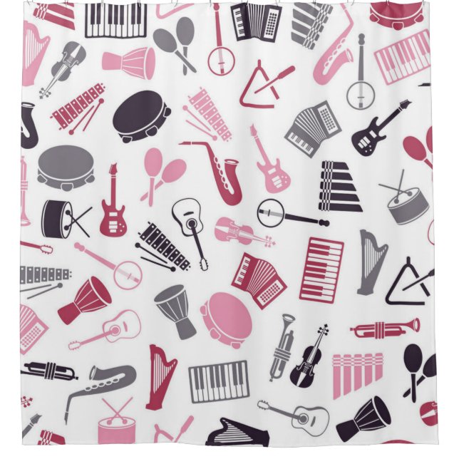 Music pattern shower curtain (Front)