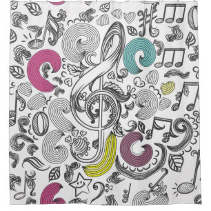 Music pattern shower curtain