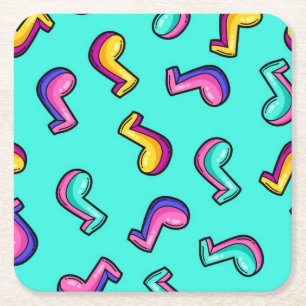 Music pattern square paper coaster