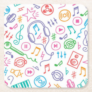 Music pattern square paper coaster
