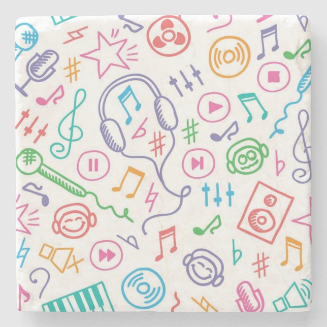 Music pattern stone coaster (Front)