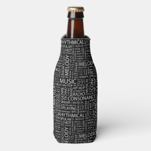 MUSIC pattern word cloud Bottle Cooler