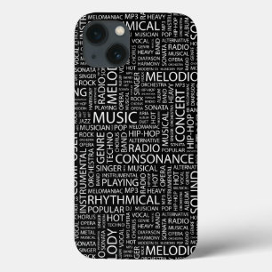 MUSIC pattern word cloud iPhone 13 Case