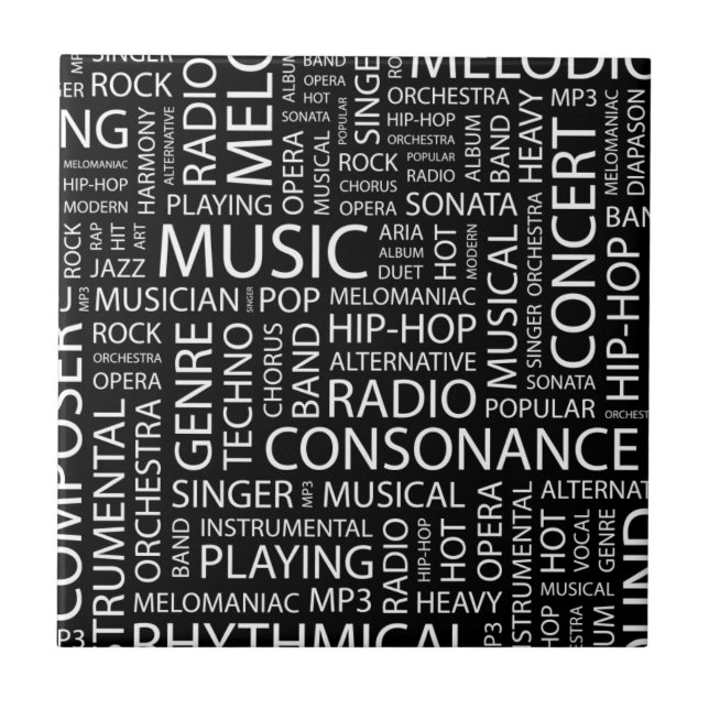 MUSIC pattern word cloud Ceramic Tile (Front)