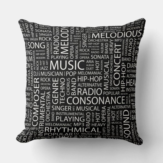 MUSIC pattern word cloud Cushion (Front)
