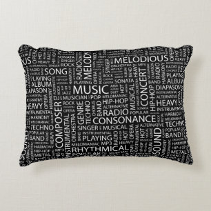 MUSIC pattern word cloud Decorative Cushion