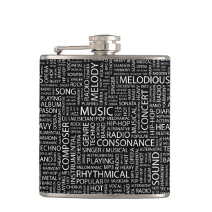 MUSIC pattern word cloud Hip Flask