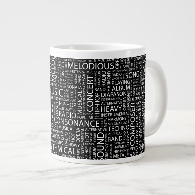 MUSIC pattern word cloud Large Coffee Mug (Front Right)