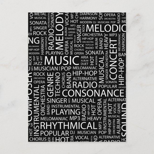 MUSIC pattern word cloud Postcard (Front)