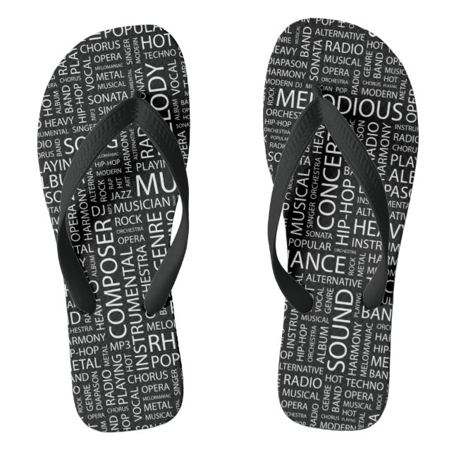 MUSIC pattern word cloud Thongs (Footbed)