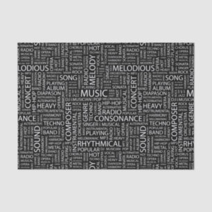 MUSIC pattern word cloud Tissue Paper