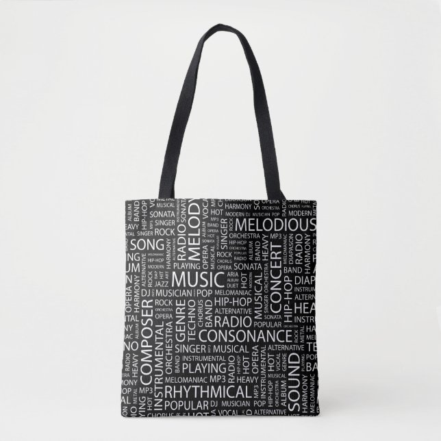 MUSIC pattern word cloud Tote Bag (Front)