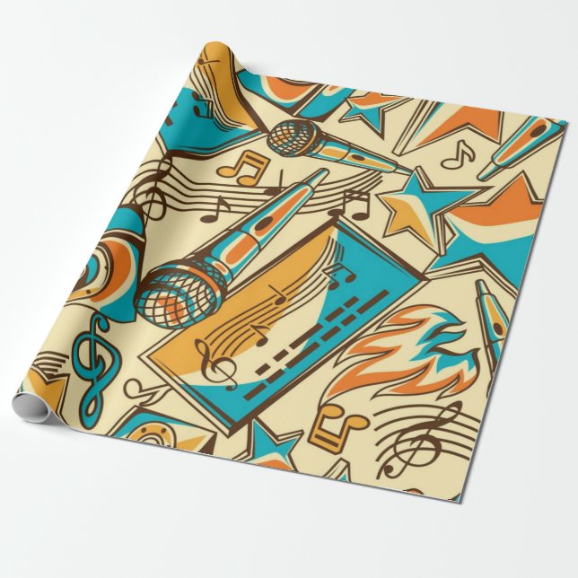 Music pattern wrapping paper (Unrolled)