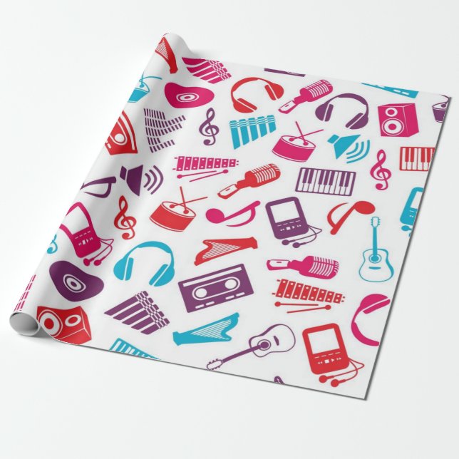 Music pattern wrapping paper (Unrolled)