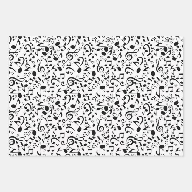 Music pattern wrapping paper sheet (Front)