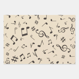 Music pattern wrapping paper sheet
