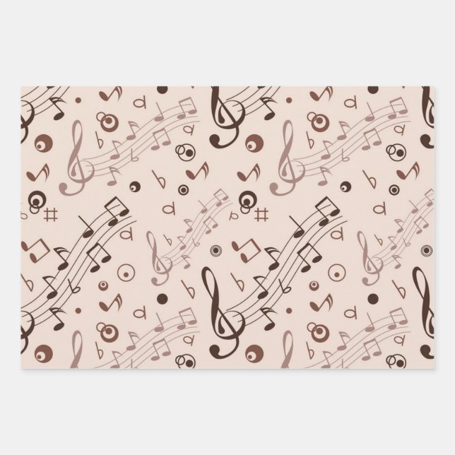 Music pattern wrapping paper sheet (Front)