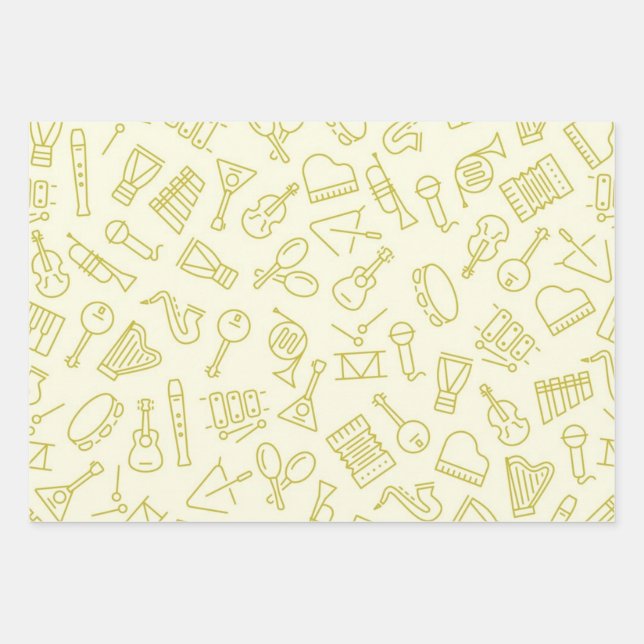 Music pattern wrapping paper sheet (Front)