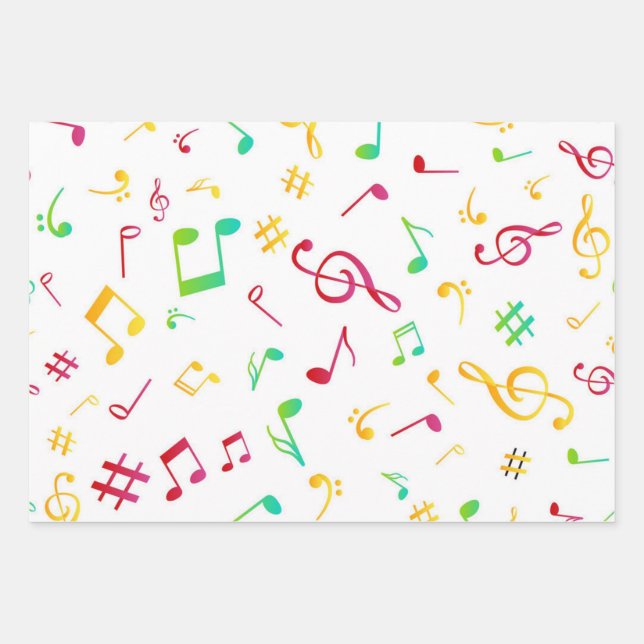 Music pattern wrapping paper sheet (Front)