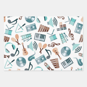Music pattern wrapping paper sheet
