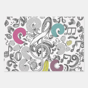 Music pattern wrapping paper sheet