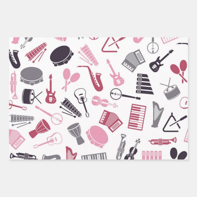 Music pattern wrapping paper sheet (Front)