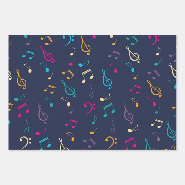 Music pattern wrapping paper sheet (Front)