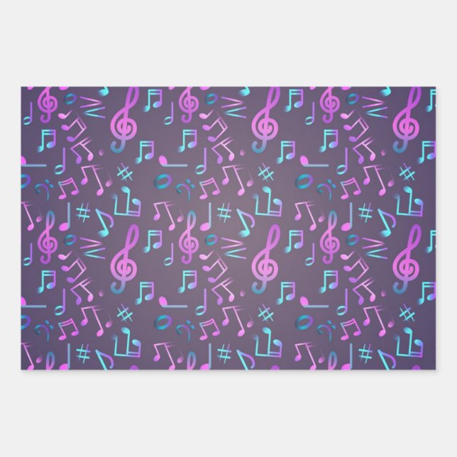Music pattern wrapping paper sheet (Front)