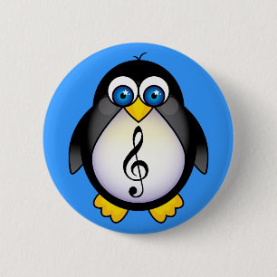 Music Penguin Treble Clef 6 Cm Round Badge