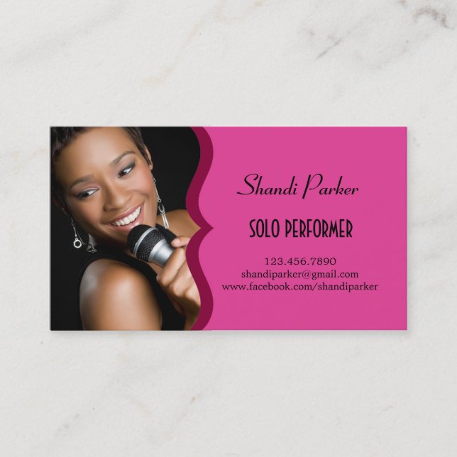 Music Performer Elegant Photo Business Card (Front)