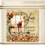 Music Photo Vintage Wedding Anniversary Magnet<br><div class="desc">Magnet featuring your custom photo (optional) framed by a vintage scrapbook design with a music theme. Beautiful as a keepsake for a wedding anniversary.</div>
