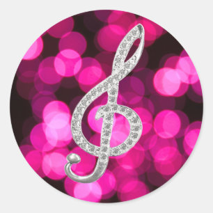 Music Piano Gclef Classic Round Sticker