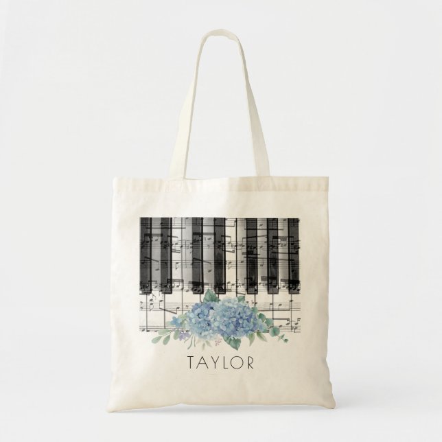 music piano Hydrangea flowers name Tote Bag (Front)