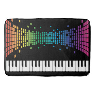 Music piano instrumental keyboard multicolored bath mat