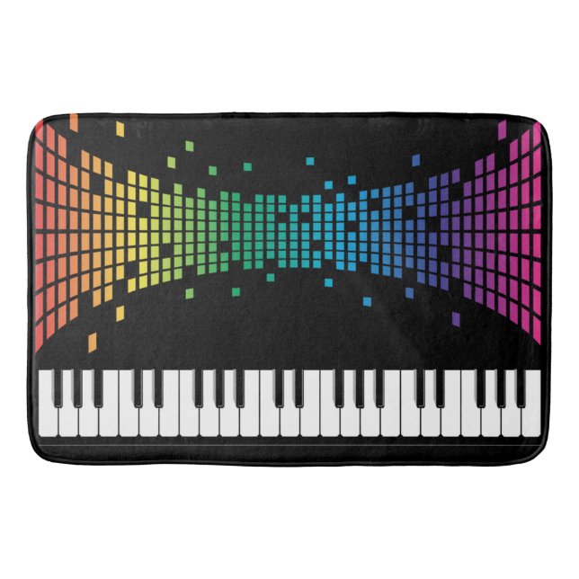 Music piano instrumental keyboard multicolored  bath mat (Front)