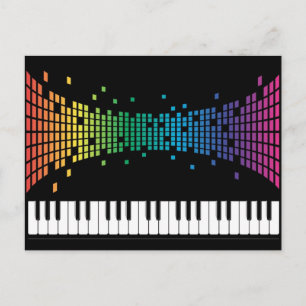 music piano instrumental keyboard multicolored postcard