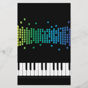 Music piano instrumental keyboard multicolored stationery