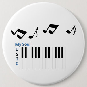 Music Piano Key Music Note 6 Cm Round Badge