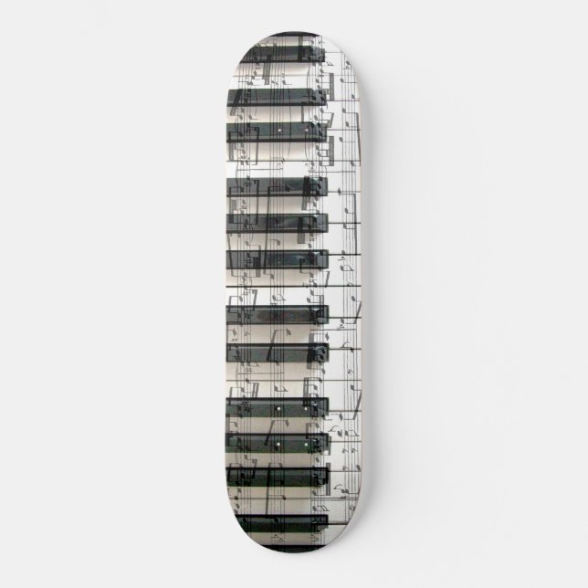 music piano keyboard black and white skateboard (Front)