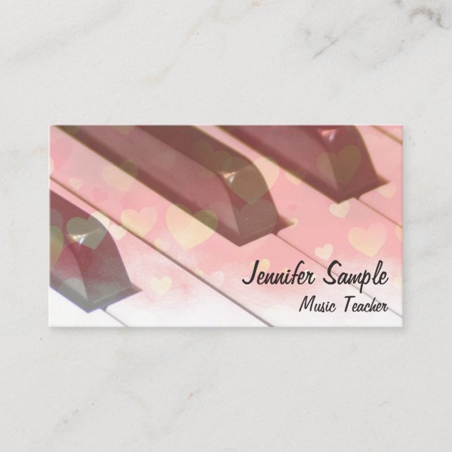 Music Piano Keyboard Teacher Professional Elegant Business Card (Front)