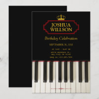 Music Piano Keys birthday Invitation